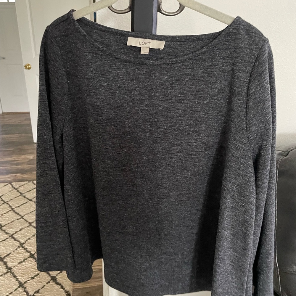 Loft grey dressy sweatshirt long sleeve size large